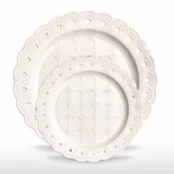 Assiette Faveur 12 Pièces En Porcelaine Blanche Décoré à La Main - Rafiki