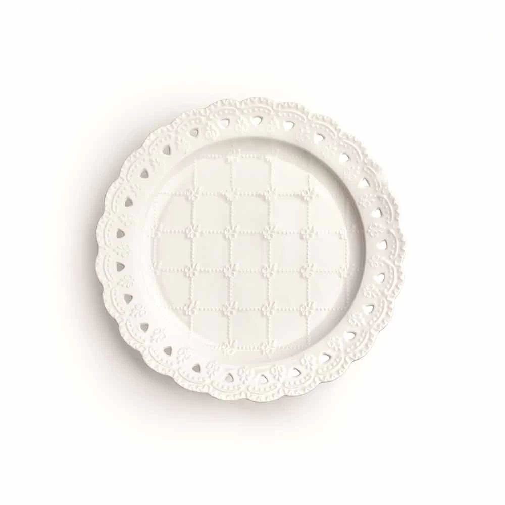 Assiette Faveur 12 Pièces En Porcelaine Blanche Décoré à La Main - Rafiki 4 Assiette Faveur 12 Pièces En Porcelaine Blanche Décoré à La Main - Rafiki – Image 2