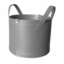 Porte-bûches Cylindrique En Cuir Régénéré Avec Roues Tonda Firestyle -Décoration D'intérieur portalegna cilindrico in cuoio rigenerato con ruote tonda firestyle 1