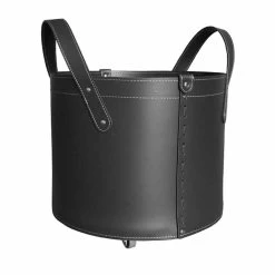 Porte-bûches Cylindrique En Cuir Régénéré Avec Roues Tonda Firestyle -Décoration D'intérieur portalegna cilindrico in cuoio rigenerato con ruote tonda firestyle 12