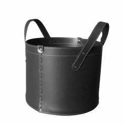 Porte-bûches Cylindrique En Cuir Régénéré Avec Roues Tonda Firestyle -Décoration D'intérieur portalegna cilindrico in cuoio rigenerato con ruote tonda firestyle 13