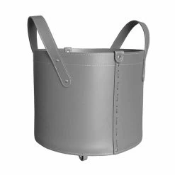 Porte-bûches Cylindrique En Cuir Régénéré Avec Roues Tonda Firestyle -Décoration D'intérieur portalegna cilindrico in cuoio rigenerato con ruote tonda firestyle