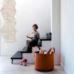 Porte-bûches Cylindrique En Cuir Régénéré Avec Roues Tonda Firestyle