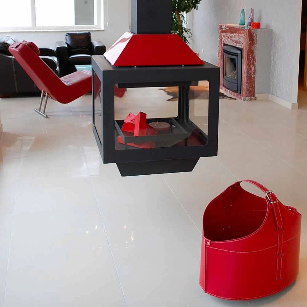 Porte-bûches De Design Moderne Pour Intérieur Fabia, Fait En Cuir 2 Porte-bûches De Design Moderne Pour Intérieur Fabia, Fait En Cuir