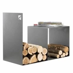 Support En Bois D'intérieur En Acier Coloré Avec Table Basse Made In Italy - Cecio 7 Support En Bois D'intérieur En Acier Coloré Avec Table Basse Made In Italy - Cecio -Décoration D'intérieur portalegna da interno in acciaio colorato con tavolino made in italy cecio 2