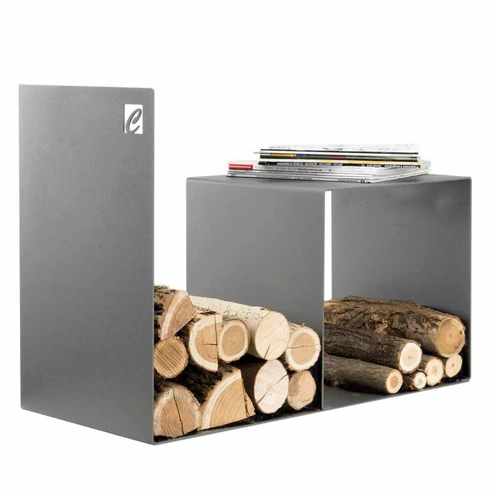 Support En Bois D'intérieur En Acier Coloré Avec Table Basse Made In Italy - Cecio 3 Support En Bois D'intérieur En Acier Coloré Avec Table Basse Made In Italy - Cecio – Image 2