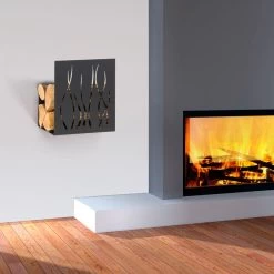 Porte-bûches D'intérieur En Acier Peint Made In Italy - Ghino -Décoration D'intérieur portalegna da interno in acciaio verniciato realizzato in italia ghino 7