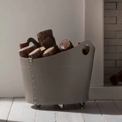 Porte-bûches De Design Moderne En Cuir Cadin, Fait En Italie