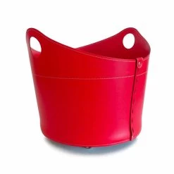 Porte-bûches De Design Moderne En Cuir Cadin, Fait En Italie -Décoration D'intérieur portalegna da interno in cuoio con ruote dal design moderno cadin 2