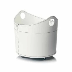 Porte-bûches De Design Moderne En Cuir Cadin, Fait En Italie -Décoration D'intérieur portalegna da interno in cuoio con ruote dal design moderno cadin