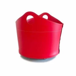 Porte-bûches De Design Moderne En Cuir Cadin, Fait En Italie -Décoration D'intérieur portalegna da interno in cuoio con ruote dal design moderno cadin 3