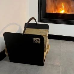 Porte-bûches D'intérieur Moderne En Acier Noir Fabriqué En Italie - Libeccio -Décoration D'intérieur portalegna di design moderno da interno in acciaio nero made in italy libeccio 1