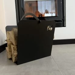 Porte-bûches D'intérieur Moderne En Acier Noir Fabriqué En Italie - Libeccio -Décoration D'intérieur portalegna di design moderno da interno in acciaio nero made in italy libeccio 3