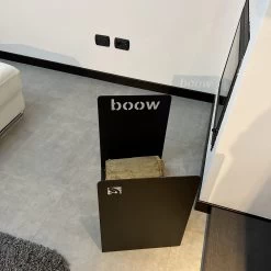 Support Bois De Chauffage Design Minimal En Acier Noir Avec Gravure - Altano -Décoration D'intérieur portalegna moderno in acciaio nero design minimale con incisione altano 3