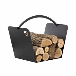 Porte-bûches D'intérieur Moderne En Acier Noir Fabriqué En Italie - Libeccio