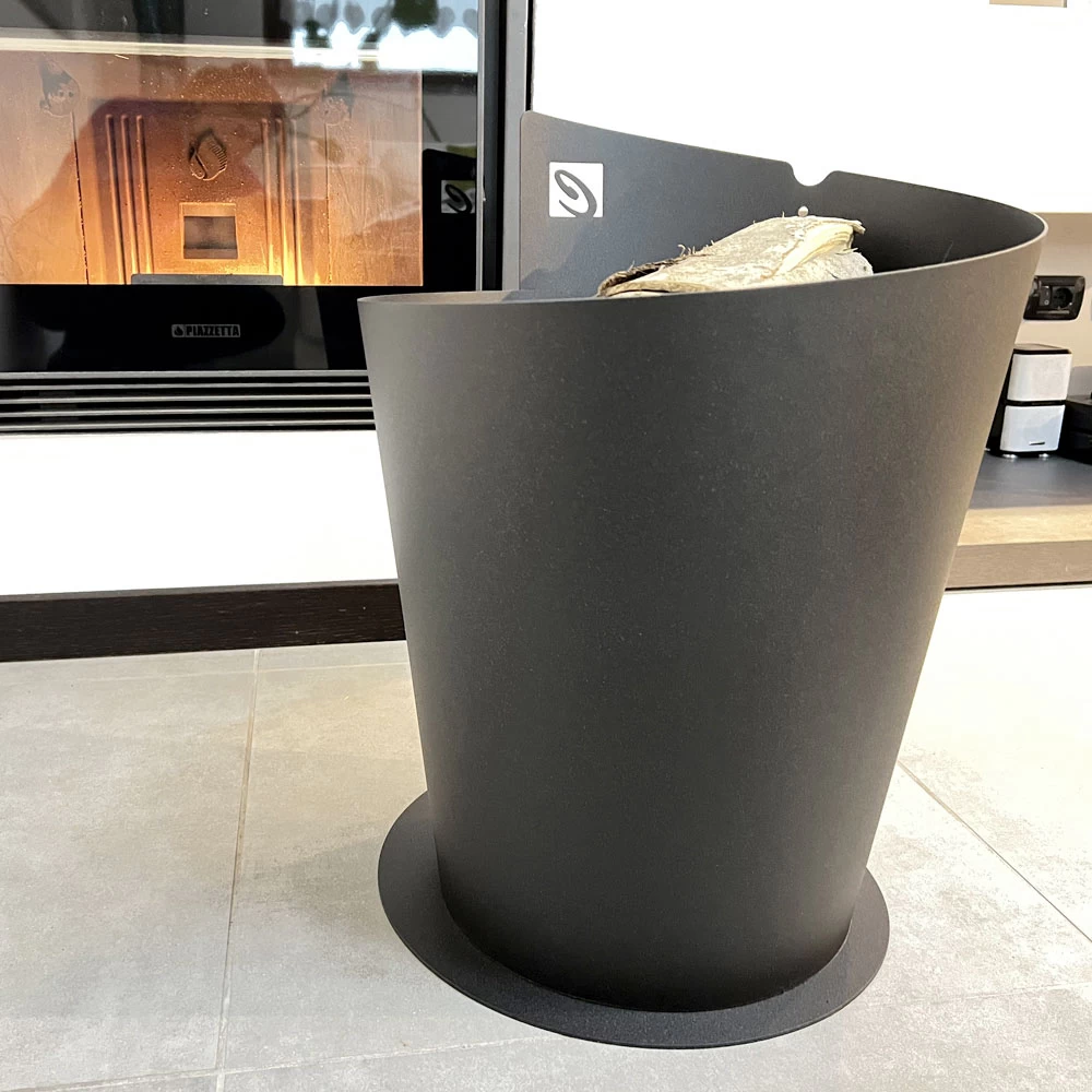 Porte-bûches Rond En Bois Pour Intérieur En Acier Noir Moderne Italien - Favonio 5 Porte-bûches Rond En Bois Pour Intérieur En Acier Noir Moderne Italien - Favonio – Image 3