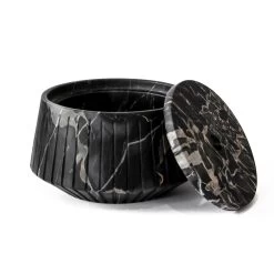 Support De Rangement Rayé En Marbre De Carrare Blanc Ou Noir Design Portoro - Le Caire -Décoration D'intérieur portaoggetti a righe marmo bianco carrara o nero portoro design cairo 6