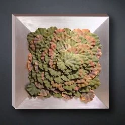 Tableau Mural Moderne En Métal Et Feuilles Artificielles Made In Italy - Gonio