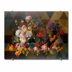 Tableau Mural En Verre Moderne Avec Imprimé Floral Fabriqué En Italie - Ganza -Décoration D'intérieur quadro moderno da parete in vetro con stampa floreale made in italy ganza 2