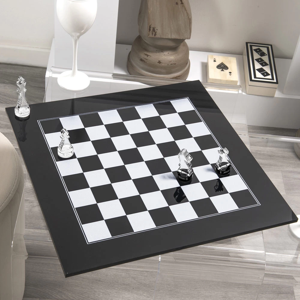 Échiquier Moderne En Plexiglas Noir Ou Blanc Fabriqué En Italie - Checkmate 8 Échiquier Moderne En Plexiglas Noir Ou Blanc Fabriqué En Italie - Checkmate – Image 6