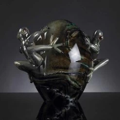 Ornement En Verre En Forme D'Oeuf Avec Grenouilles Fabriqué En Italie - Huevo -Décoration D'intérieur soprammobile in vetro a forma di uovo con ranocchi made in italy huevo 4