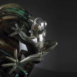 Ornement En Verre En Forme D'Oeuf Avec Grenouilles Fabriqué En Italie - Huevo -Décoration D'intérieur soprammobile in vetro a forma di uovo con ranocchi made in italy huevo 5