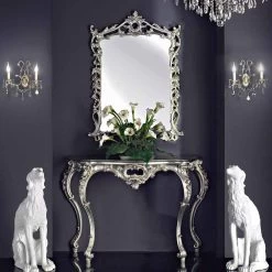 Miroir Mural, Console En Bois Et Plateau Fait Main En Italie Giacomo