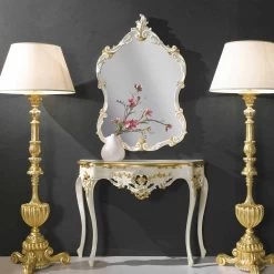 Miroir Mural En Bois, Console, Plateau En Mdf Fabriqué En Italie Gianluca