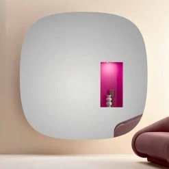 Miroir Mural Avec Lumière LED Et Compartiment Rose Design De Luxe Made In Italy - Matrix