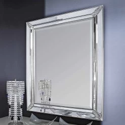 Miroir Mural Argent / Or En Bois Fait Main En Italie Samuele