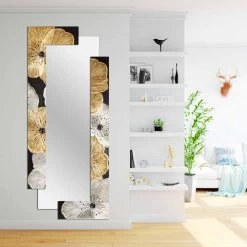 Miroir Mural Avec Décoration Floral Daiano, Fait à La Main En Italie -Décoration D'intérieur specchiera da parete di design a doppia elle fatta in italia daiano 3