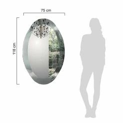 Miroir Mural Ovale En Cristal Ondulé Fabriqué En Italie - Eclisse -Décoration D'intérieur specchiera da parete ovale in cristallo vetro ondulato made in italy eclisse