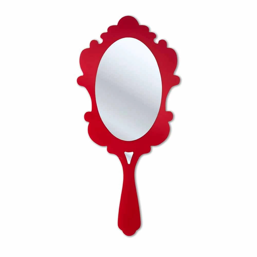 Miroir Rouge Avec Cadre Décoré Neve, Fait En Italie 4 Miroir Rouge Avec Cadre Décoré Neve, Fait En Italie – Image 2