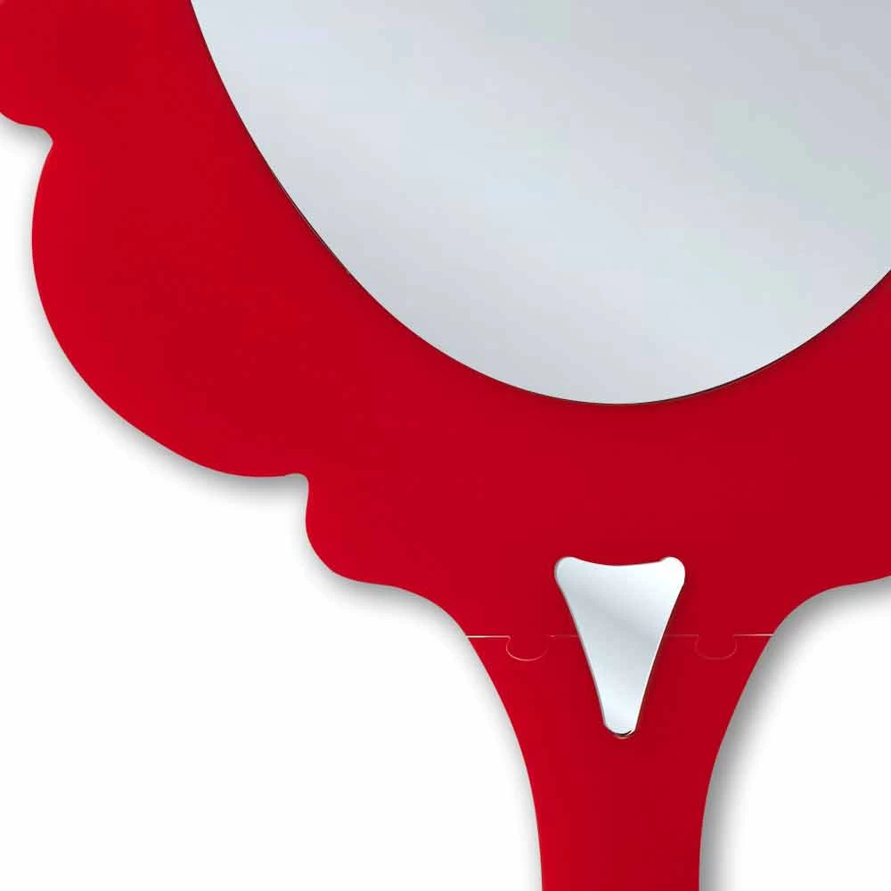 Miroir Rouge Avec Cadre Décoré Neve, Fait En Italie 5 Miroir Rouge Avec Cadre Décoré Neve, Fait En Italie – Image 3