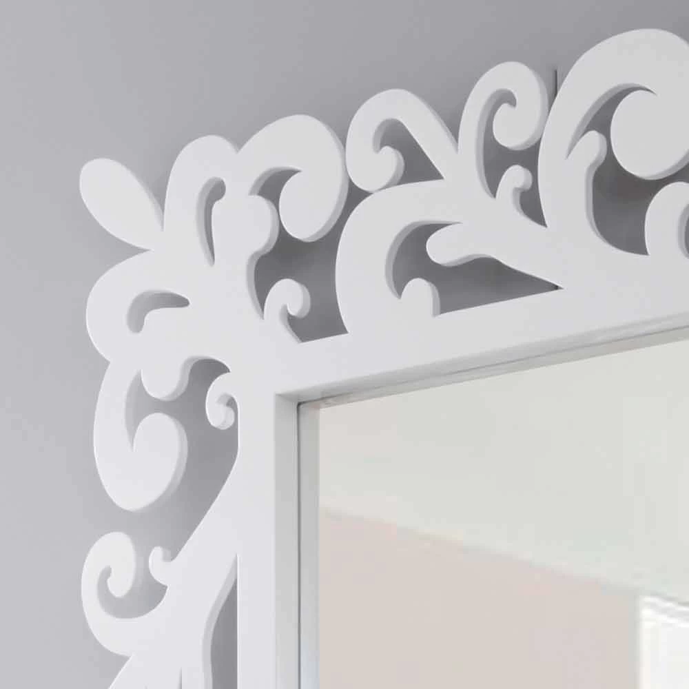 Grand Miroir Mural Design Rectangulaire En Bois Blanc Moderne - Cortese 4 Grand Miroir Mural Design Rectangulaire En Bois Blanc Moderne - Cortese – Image 2