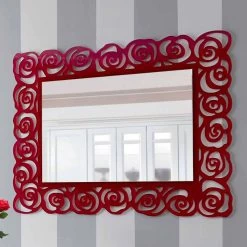Grand Miroir Mural Moderne En Plexiglas Rouge - Rosalinda