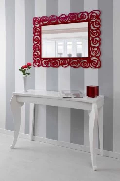 Grand Miroir Mural Moderne En Plexiglas Rouge - Rosalinda -Décoration D'intérieur specchiera grande a parete moderna di design in plexiglass rosso rosalinda 3