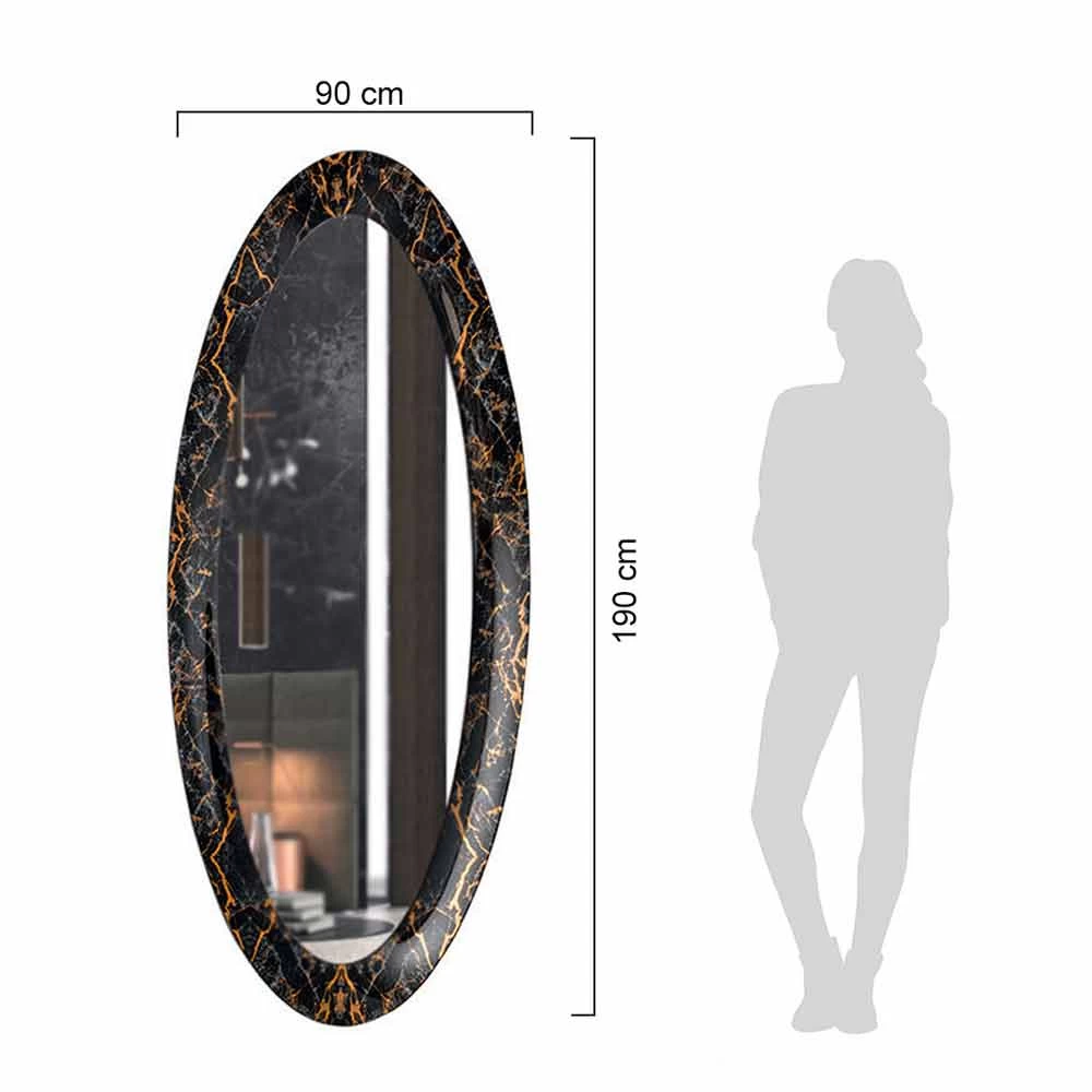 Miroir Mural Long Ovale Avec Cadre Effet Marbre Fabriqué En Italie - Denisse 5 Miroir Mural Long Ovale Avec Cadre Effet Marbre Fabriqué En Italie - Denisse – Image 3