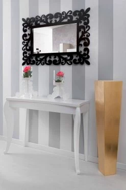 Grand Miroir Mural Rectangulaire Design Moderne En Bois Noir - Manola -Décoration D'intérieur specchiera rettangolare da muro dal design grande moderna in legno nero manola 3