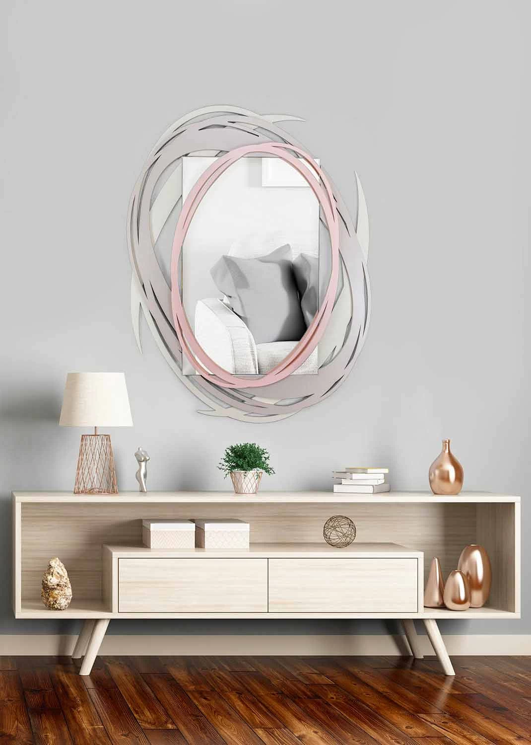 Miroir Mural Moderne Avec Design Décoratif En Bois Coloré - Orbita 5 Miroir Mural Moderne Avec Design Décoratif En Bois Coloré - Orbita – Image 3