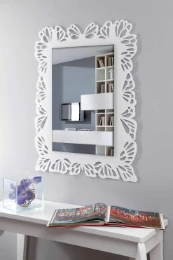 Miroir Mural En Plexiglas Blanc Avec Cadre Rectangulaire Décoré - Alidifarf -Décoration D'intérieur specchio a muro plexiglass bianco con cornice rettangolare decorata alidifarf 3