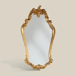 Miroir Baroque En Forme Avec Cadre En Feuille D'or Made In Italy - Precious