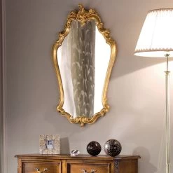Miroir Baroque En Forme Avec Cadre En Feuille D'or Made In Italy - Precious -Décoration D'intérieur specchio barocco sagomato con cornice foglia oro made in italy prezioso 3