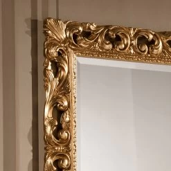Miroir Rectangulaire Classique Cadre Feuille D'Or Fabriqué En Italie - Précieux -Décoration D'intérieur specchio classico rettangolare cornice foglia oro made in italy prezioso 2