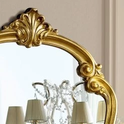 Miroir De Forme Classique Avec Cadre En Feuille D'or Fabriqué En Italie - Madalina -Décoration D'intérieur specchio classico sagomato con cornice foglia oro made in italy madalina 2
