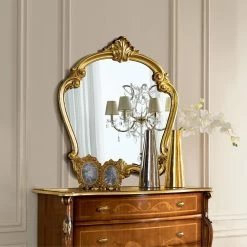 Miroir De Forme Classique Avec Cadre En Feuille D'or Fabriqué En Italie - Madalina -Décoration D'intérieur specchio classico sagomato con cornice foglia oro made in italy madalina 3