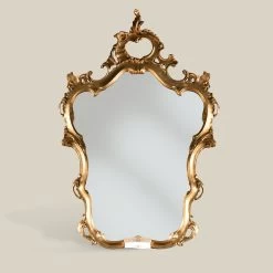 Miroir De Forme Classique Avec Cadre En Feuille D'or Fabriqué En Italie - Precious