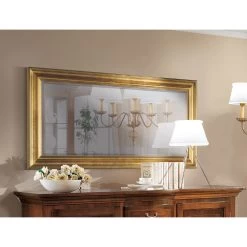 Miroir Classique à Cadre Rectangulaire En Feuille D'or Fabriqué En Italie - Milli -Décoration D'intérieur specchio cornice foglia oro rettangolare classico made in italy milli 2