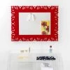 Miroir Rouge Avec Décoration En Macramé Tonya, Fait En Italie -Décoration D'intérieur specchio da muro rosso con decorazione macrame tonya made in italy