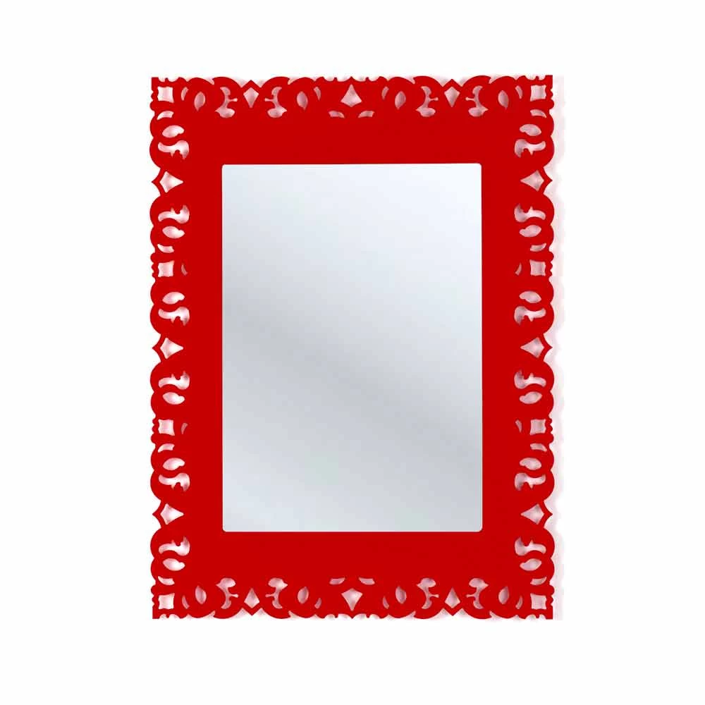 Miroir Rouge Avec Décoration En Macramé Tonya, Fait En Italie 5 Miroir Rouge Avec Décoration En Macramé Tonya, Fait En Italie – Image 3